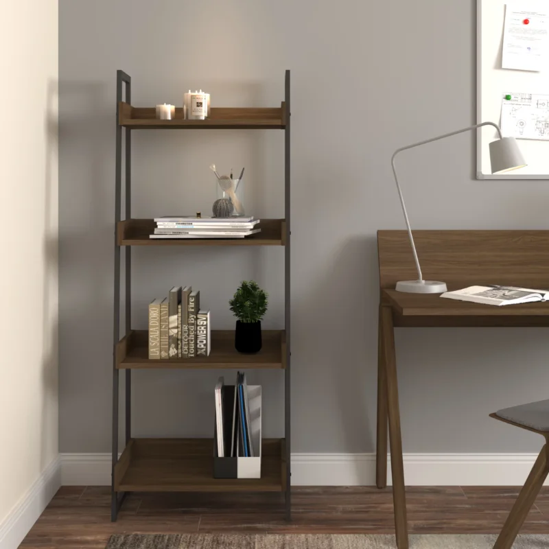 

Mainstays Mixed Material 4-Shelf Bookcase, Walnut book storage