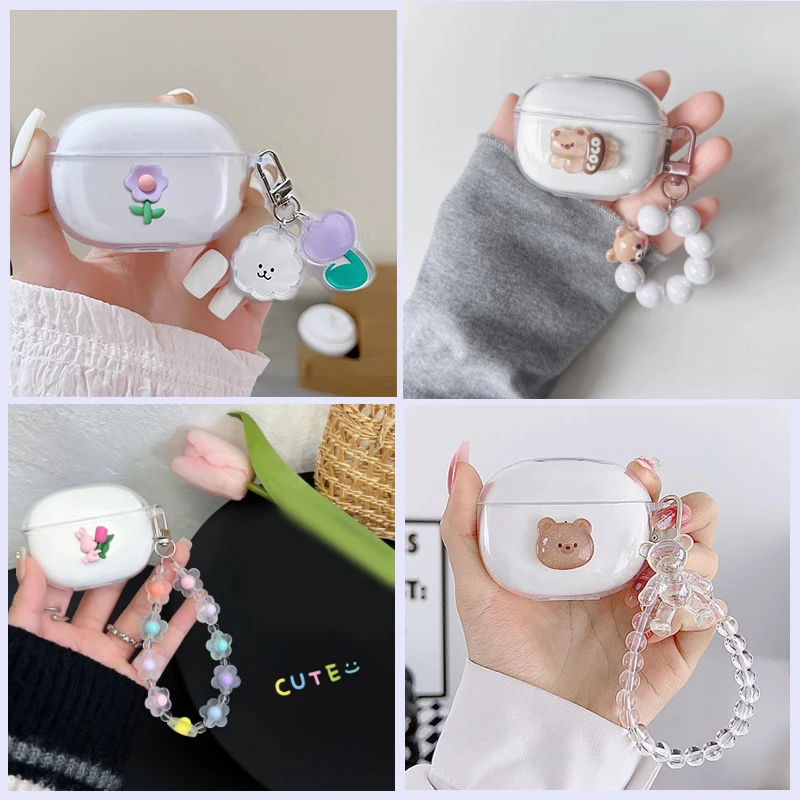 Simpatico Orso Per Jbl T220 / T225 / C260 / Tune Flex Case Cartoon Custodia Trasparente Per Auricolari In Silicone Per Jbl Tune 220 Cover