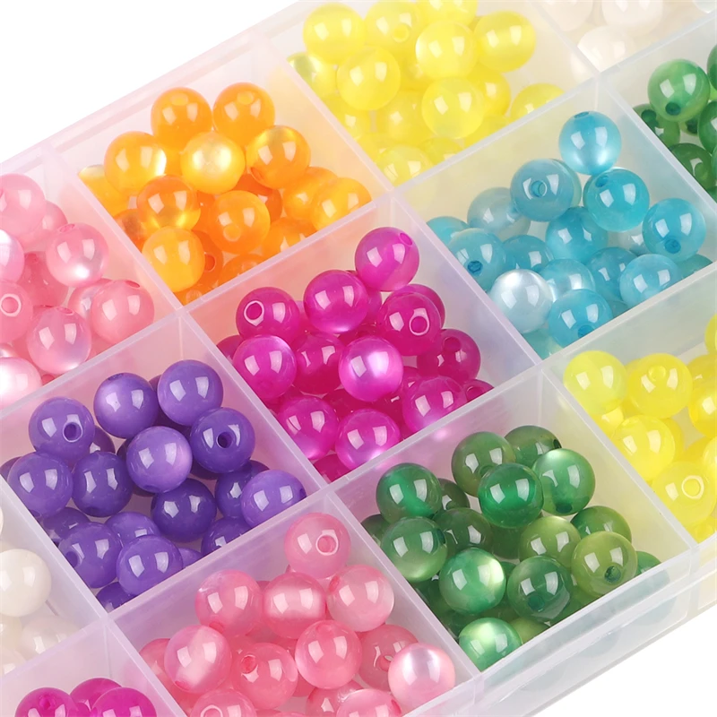 3050pcs/lot 8/10mm Bright Color Resin Cat's Eye Beads Round Loose