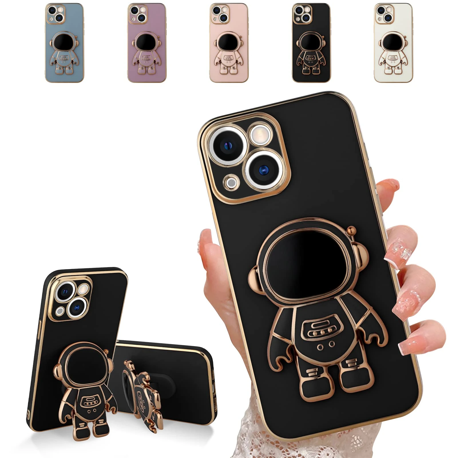 6d Plating Astronaut Hidden Stand Case Cover Compatible With Iphone