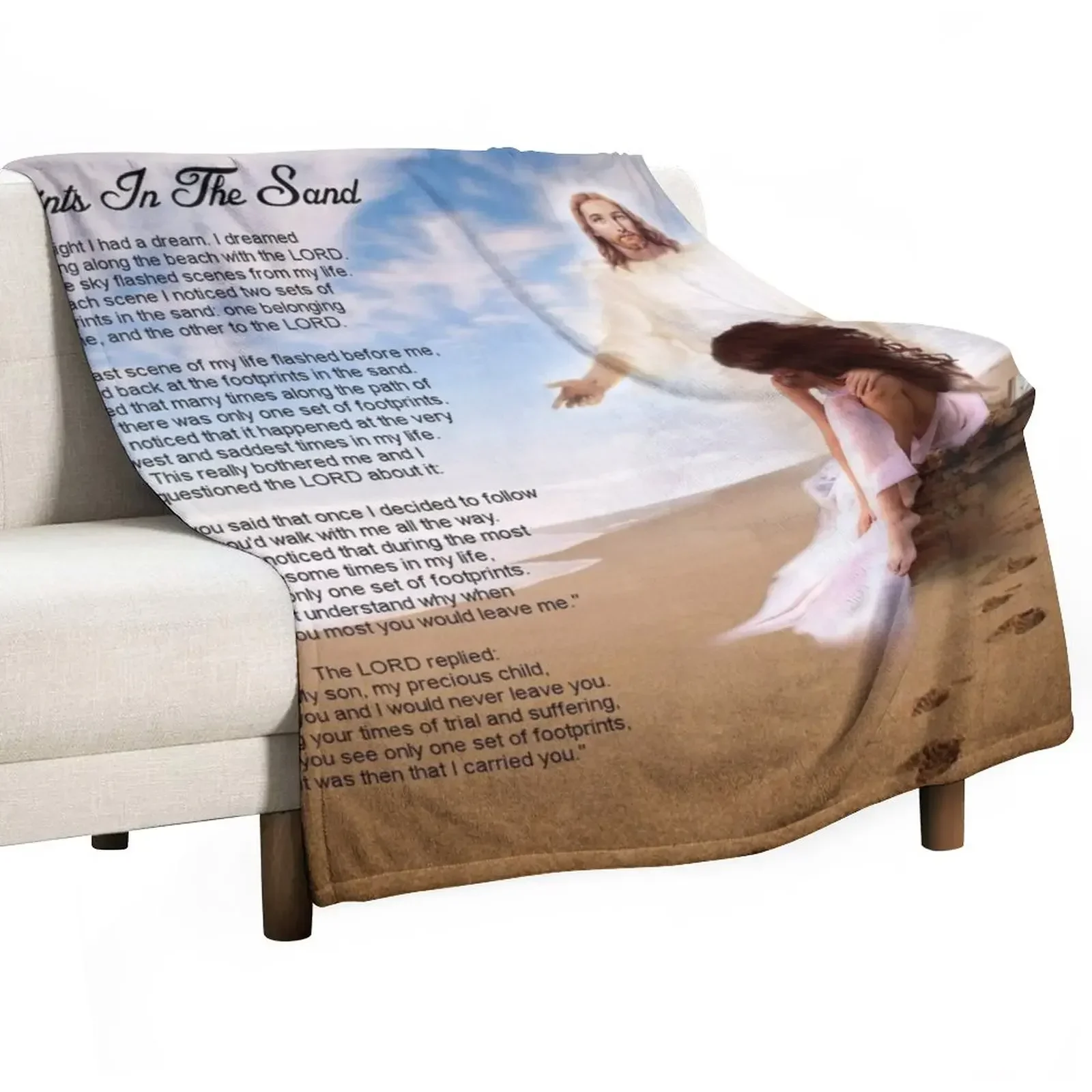 

Footprints in the Sand Throw Blanket Travel Thins Blankets