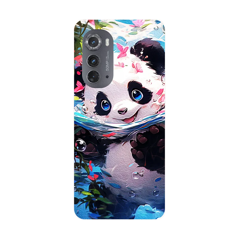 Leaf Patterned Panda Soft Silicone Phone Case with Protective Bumper