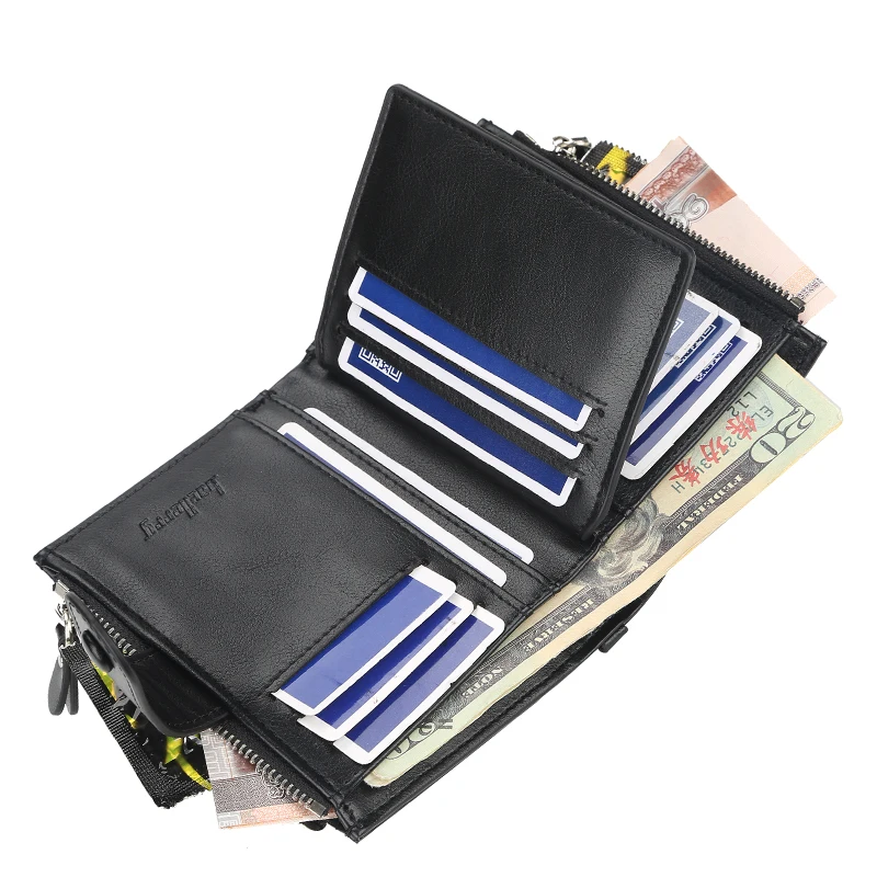 New  Men Wallets Fashion Short Desigh Zipper Card Holder Men Leather Purse Solid Coin Pocket High Quality Male Purse 3