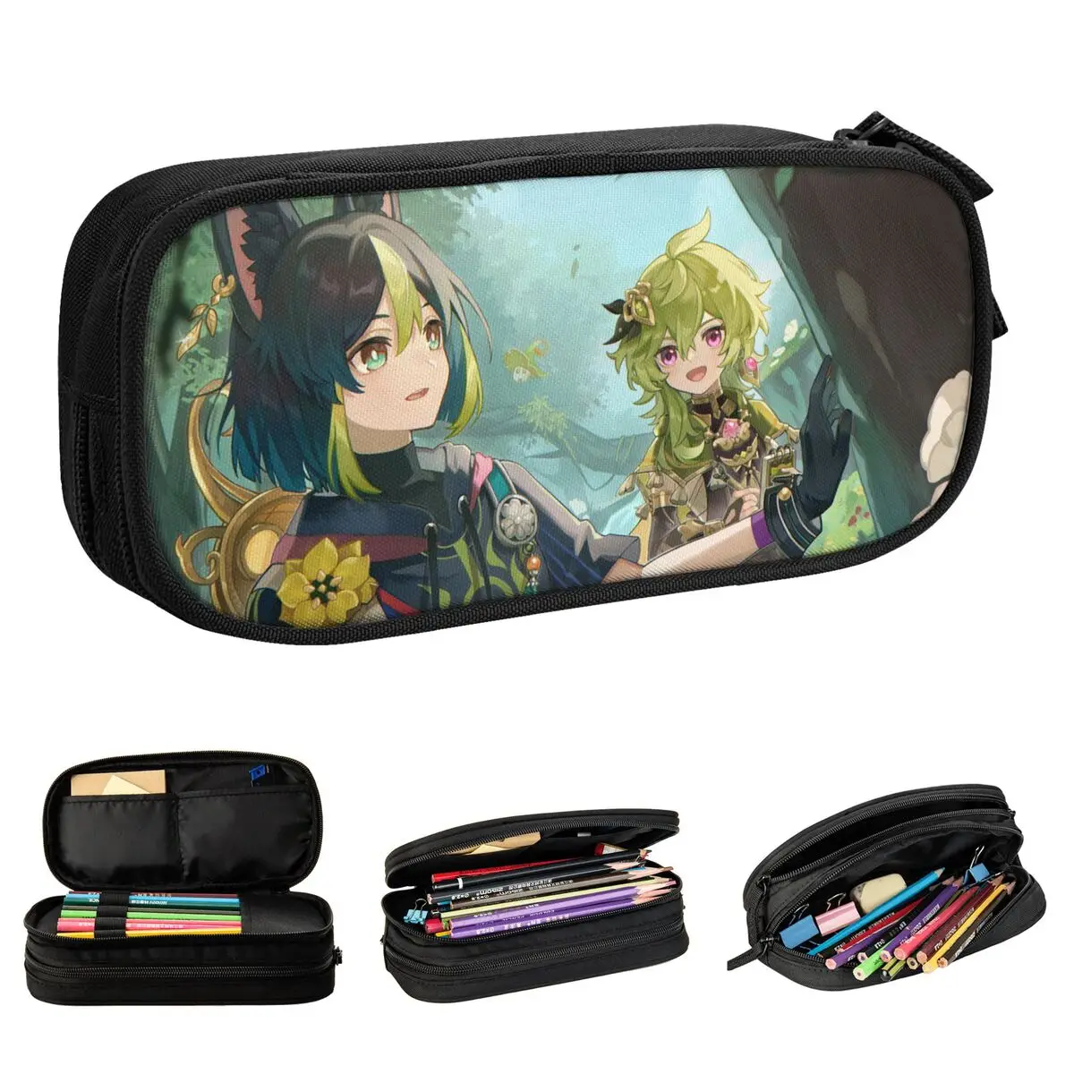 

Tighnari Collei Pencil Cases Genshin Impact Anime Pen Holder Bag Girls Boys Big Capacity School Supplies Gifts Pencilcases