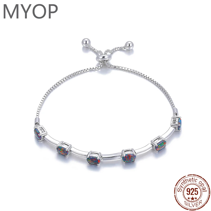

MYOP 2023 ювелирные изделия из стерлингового серебра 925 пробы браслет с опалом для женщин оптовая продажа на заказ