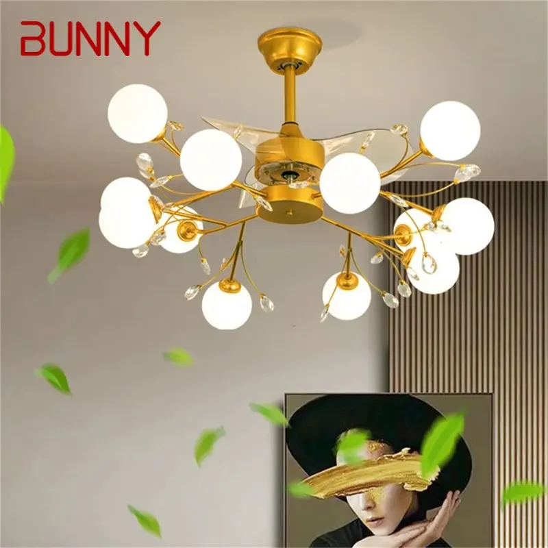 

BUNNY Nordic Branch Ceiling Fan with Lights Remote Control LED Modern Fan Lamp for Home Dining Room
