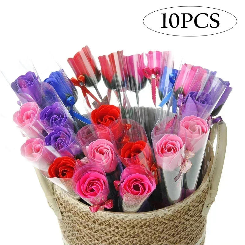 10 Stück einzelne künstliche Rosenblüten, simulierte Seifenblumen für Valentinstag, Jahrestag, Hochzeit, Party, Dekoration, Partygeschenke