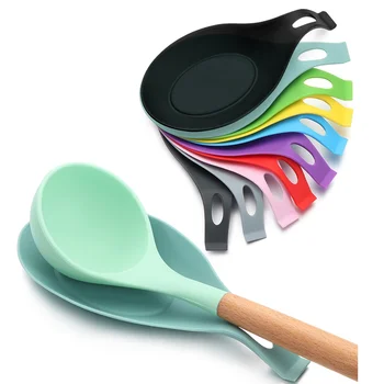 1PC Food Grade Silicone Spoon Mat Silicone Heat Resistant Placemat Tray Spoon Pad Drink Glass Coaster Hot Sale Kitchen Tool 5z 1