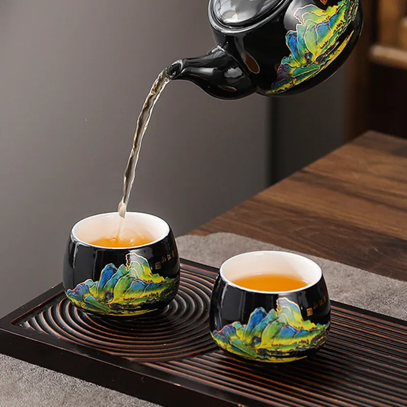 100ml Jingdezhen Blue and White Porcelain Teacup Thermochromic Ceramic Tea Cup Portable Personal Single Cup Tradition Tea Set