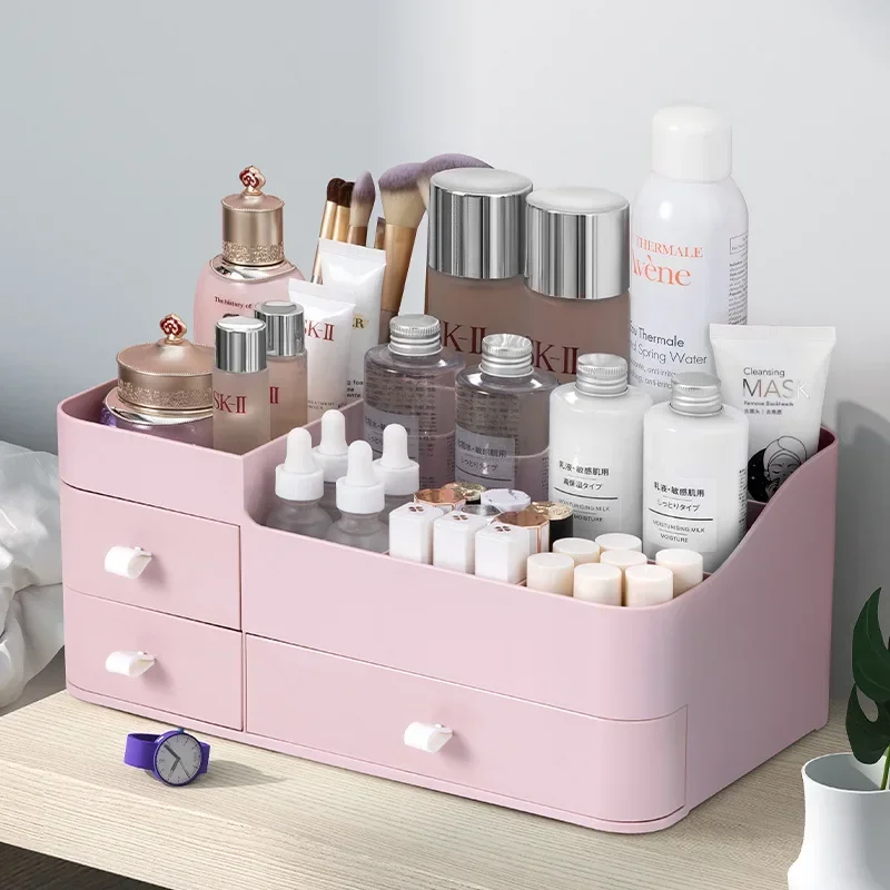 1pc Large Capacity Makeup Organizer for Vanity Desk Organizer with Drawers for Cosmetics Lipsticks Jewelry Care Skincare 3