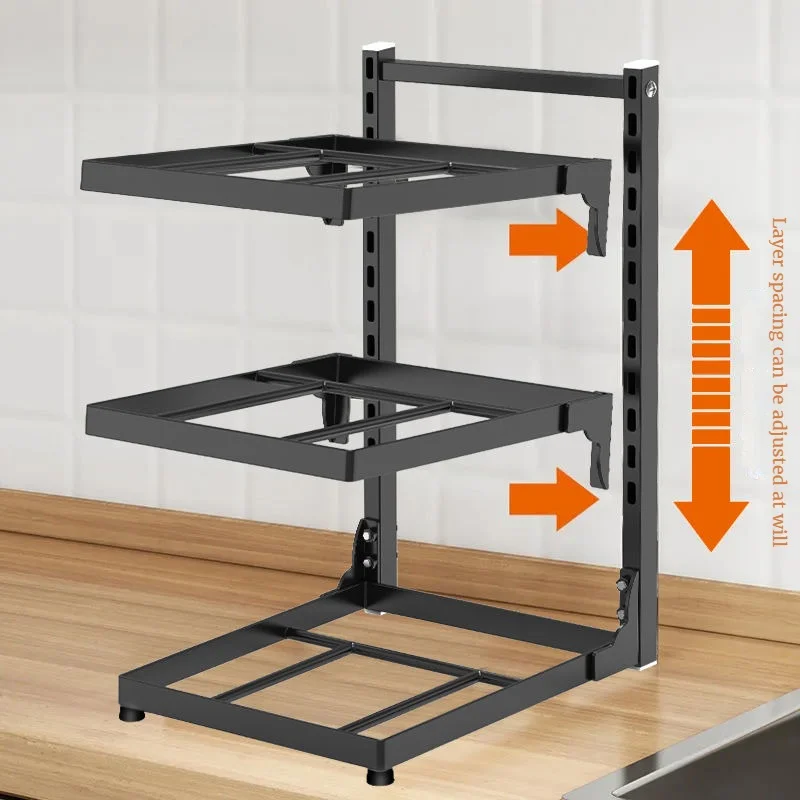 Kitchen Sink Storage Rack Multi-Layer Cooker Storage Rack For Home Stovetop Cabinets Adjustable Pot kitchen storage rack