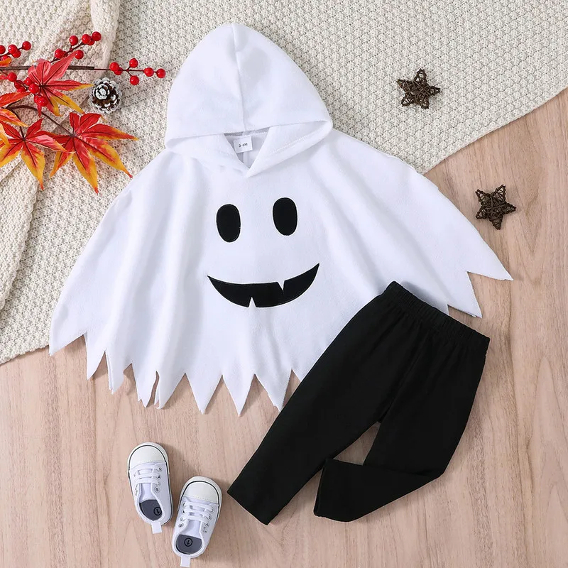 

Halloween Toddler Children Baby Girl Boy Pant Sets Autumn Clothes Outfits Ghost Smiling Face Cloak Hoodies and Pants Baby Items