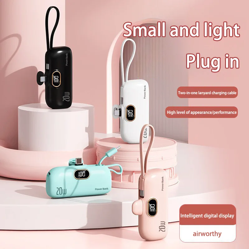 10000mAh Mini Portable Power Bank 2- in-1 Fast Charger Lightweight High capacity Pocket Power Bank For IPhone Huawei Samsung 2