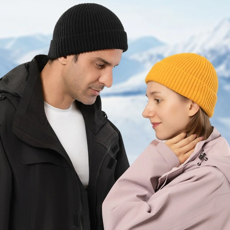 Strickmütze für Herren und Damen, Wollmütze, modisch, einfach, warm, Skullies-Mütze, einfarbig, Herbst-Winter-Mütze, trendiger Stil