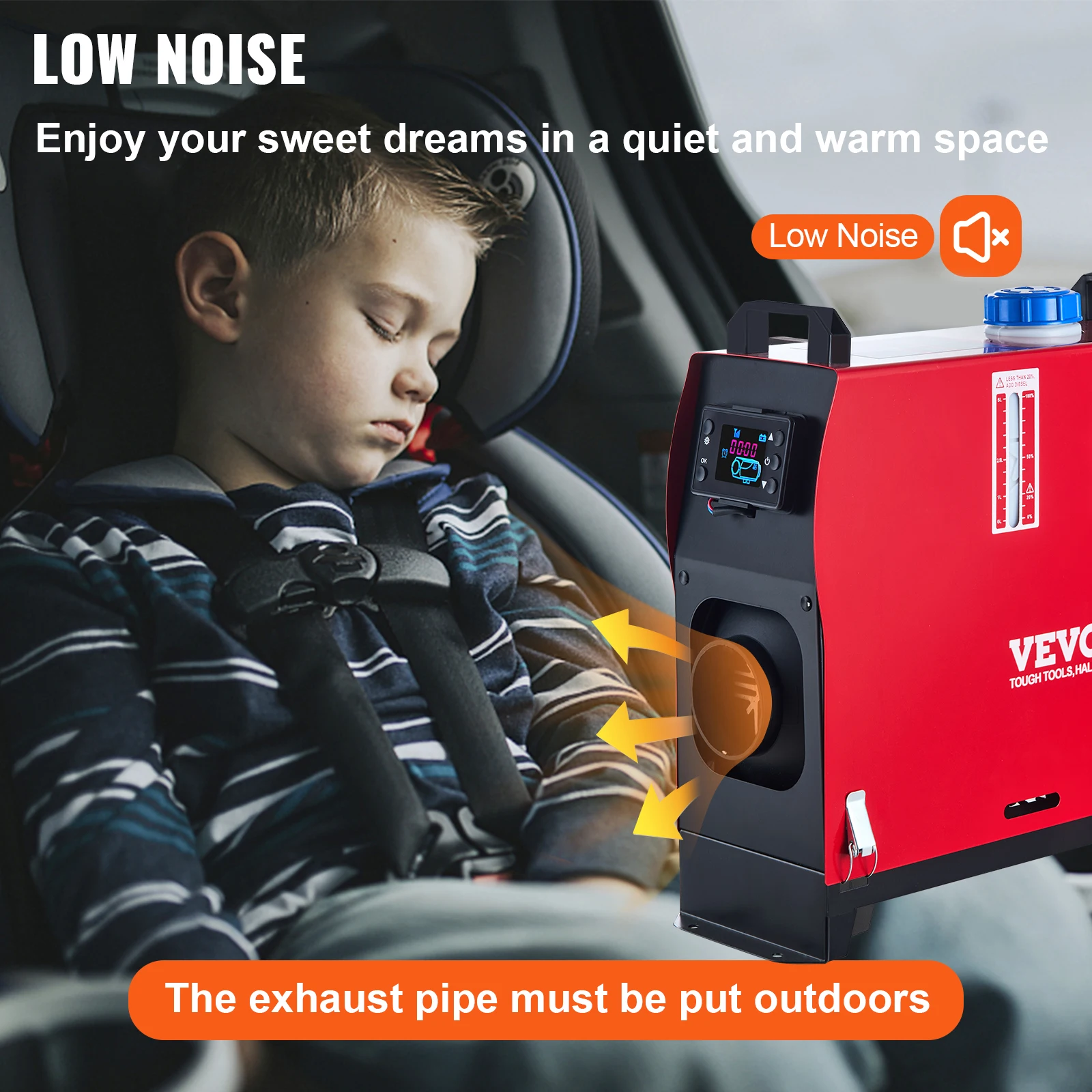 VEVOR 5KW Diesel Air Heater All in One 12V Diesel Parking Heater Silencer Diesel Heater w/Remote Control & LCD Switch for RV Bus 6
