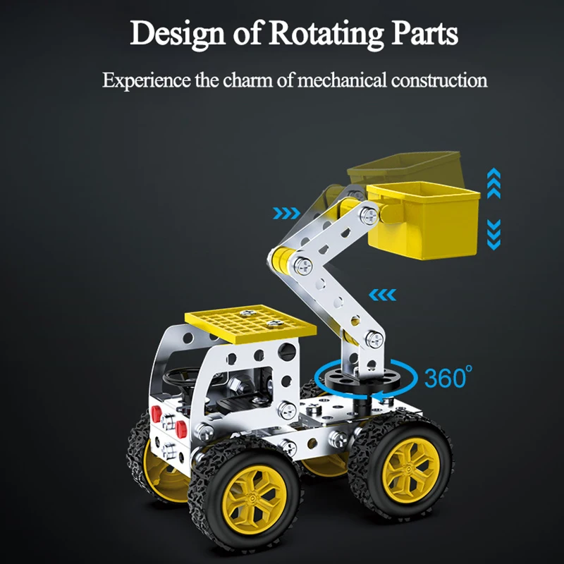 Building Block Toy Assemble Toy Metal Building Block Assembly Toy Excavator Bulldozer Crane Model