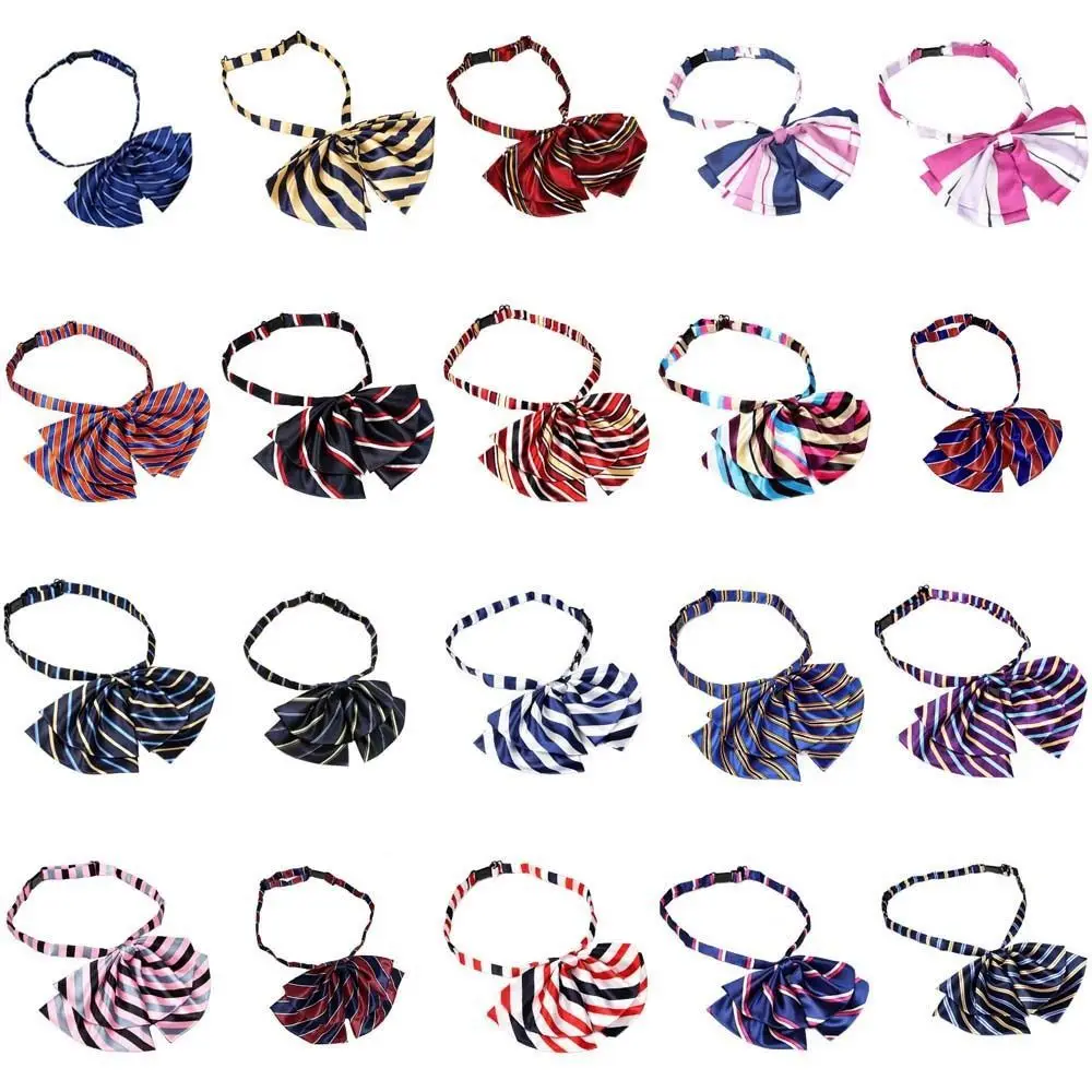 

Elegant JK Lattice Bowknot Neckties Airline Stewardess Necktie Stripe Bowtie For Women Girl Neck Ties Student Uniform Bowtie