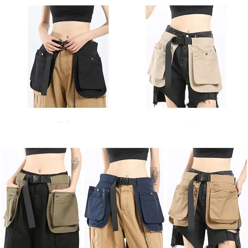 Two-sided Waist Bag for Unisex Belt Bag Outdoor Running Multi Functional Waist Seal Pocket Waterproof Nylon Retro Drop Bum Bags 6