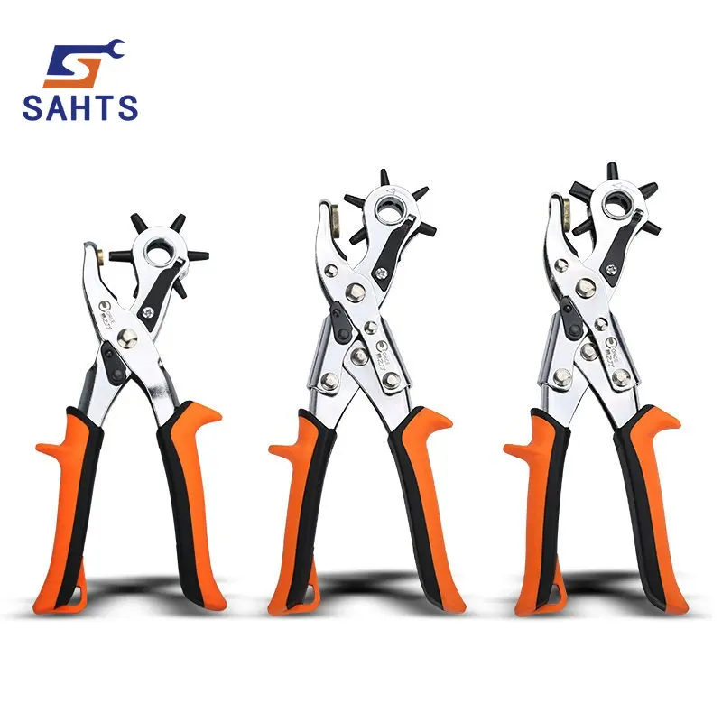 SAHTS Heavy Duty Leather Belt Hole Punch Plier Hole Puncher Rotating Sewing  Machine Bag Setter Tool Watchband Household Leather