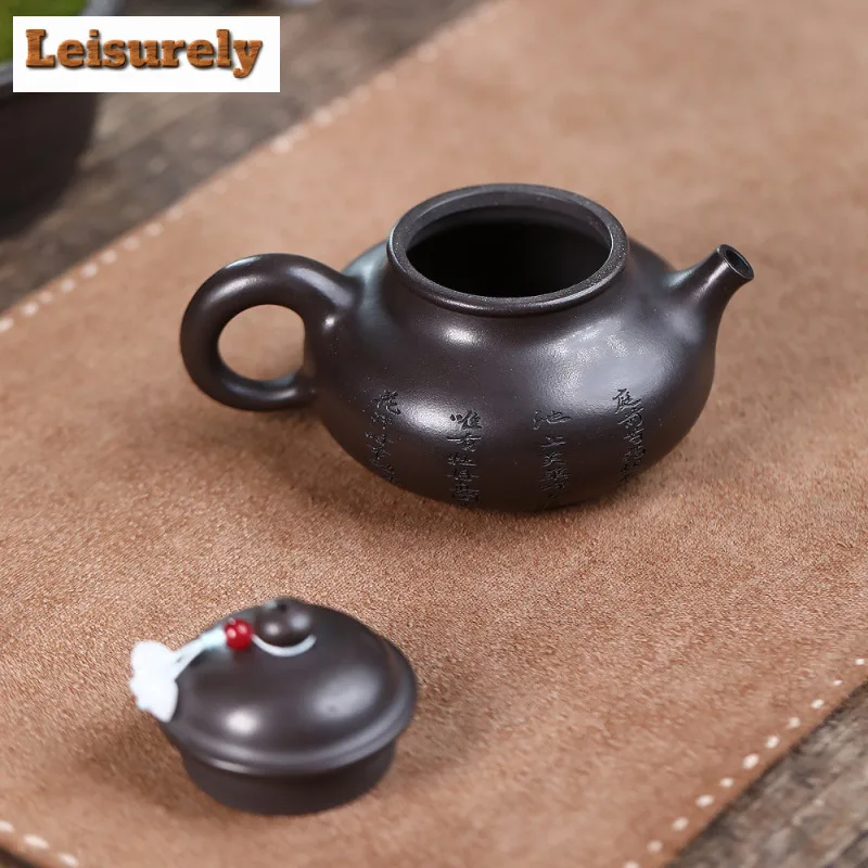 190ml Exquisite Yixing Purple Clay Teapots Handmade Rong Tian Peony Pot Raw Ore Stone Yellow Mud Kettle Zisha Teaset Accessories