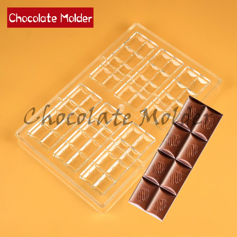 3 Cavity Polycarbonate Chocolate Bar Molds 40g/cavity Candy Fondant Forms Baking Pastry Tools