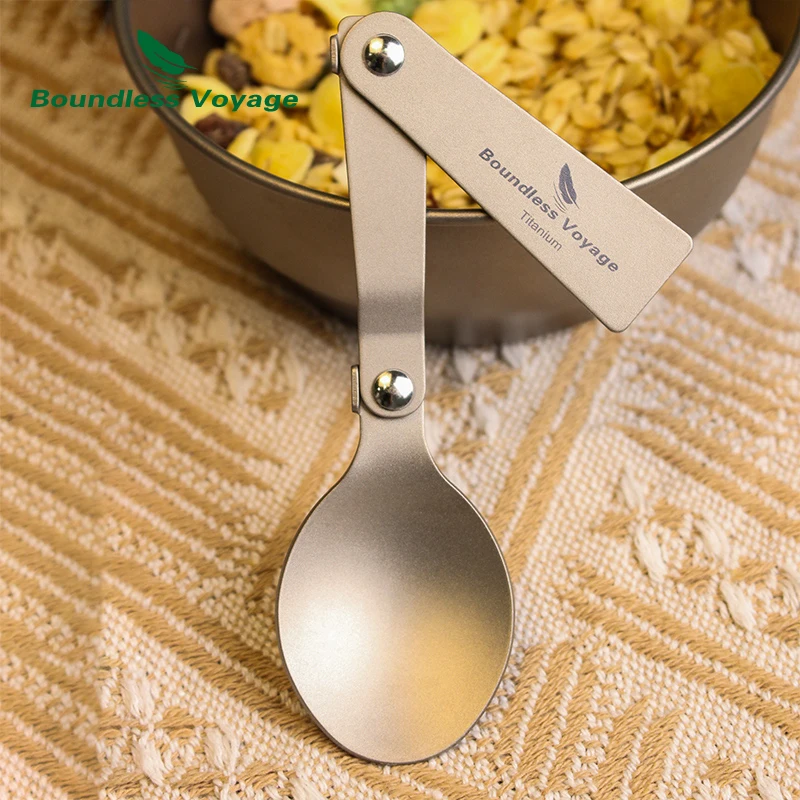 Titanium Spoon 3-stage Folding Design for Camping portable cutlery