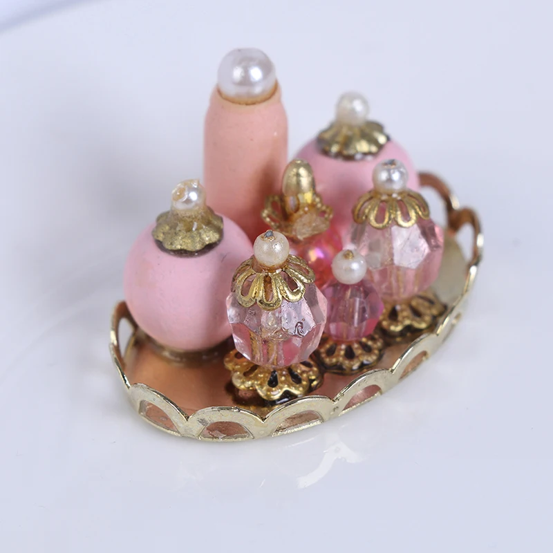 1:12 인형의 집 미니어처 핑크 향수 트레이 모델 인형 집 침실 목욕 장식