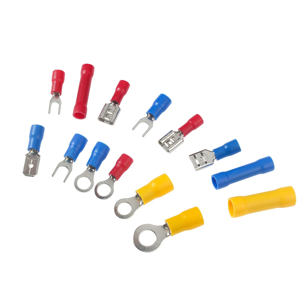 1200 Stks/doos Diverse Maten Geïsoleerde Elektrische Draad Terminals Krimp Ring Connector Spade Butt Ring Vork Set Mannelijke Vrouwelijke Kit