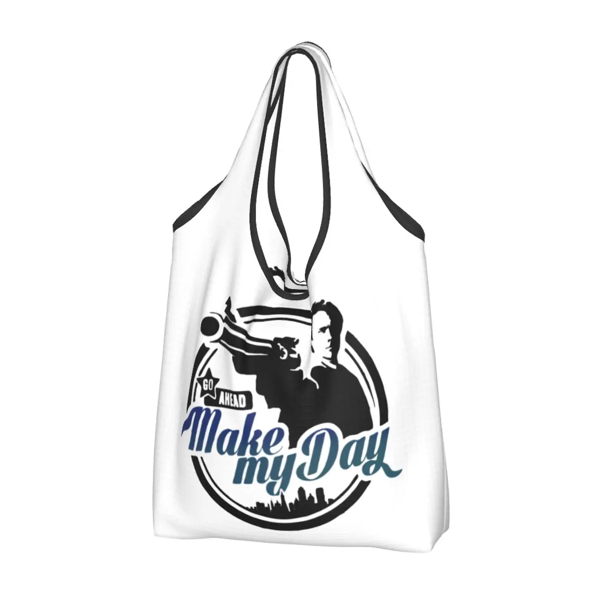 

Make My Day Dirty Harry Shopping Bag for Groceries Foldable Clint Eastwood Movie Hero Killer Grocery Bags Washable Tote Bags
