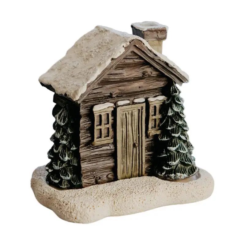 

Snowy Cabin Incense Burner Snowy Winter Log Cabin Ornament Burner Cabin Snow Scenery Decoration Supplies for Yoga Room Kitchen