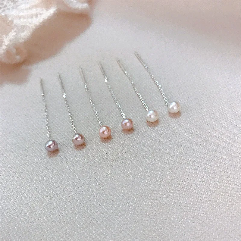 925 Sterling Silver Pearl Tassel Earrings For Women