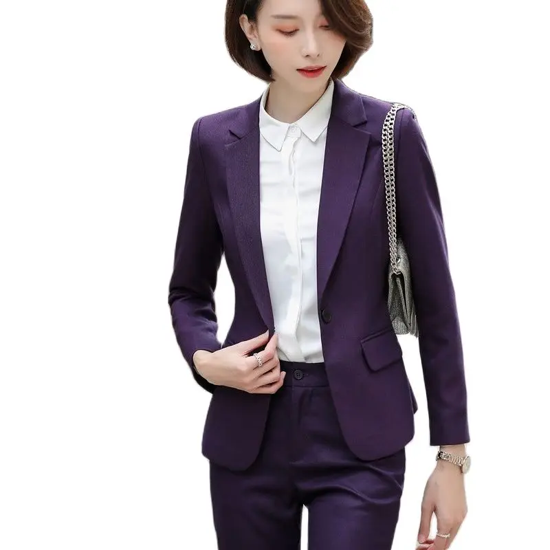 High Quality Fabric Women Business Suits Formal Uniform Designs Pantsuits Autumn Winter Ladies OL Work Wear Professional Blazers