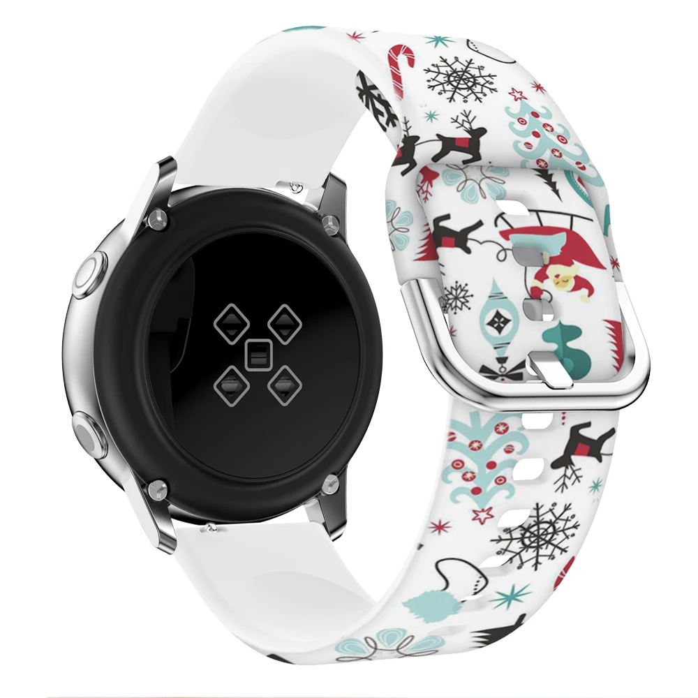 Christmas-Themed Silicone Watch Strap with Festive Prints