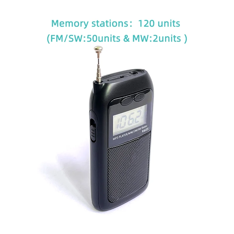 B68C 휴대용 라디오 포켓 FM AM SW MW MP3 플레이어 스테레오 디지털 수신기 LCD 화면 고감도 스피커 안테나