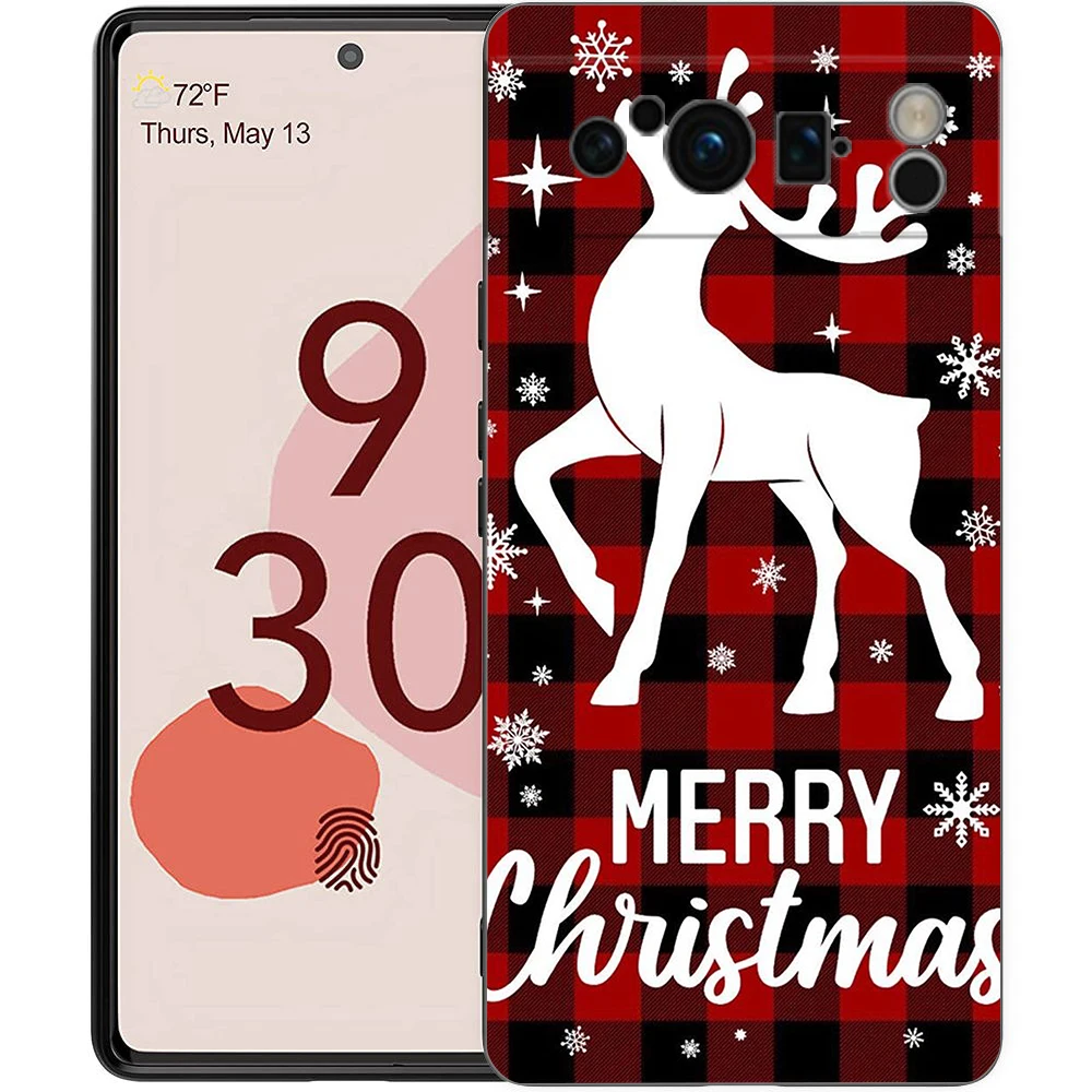 Christmas Graphic Printed Shockproof Black Silicone Phone Case