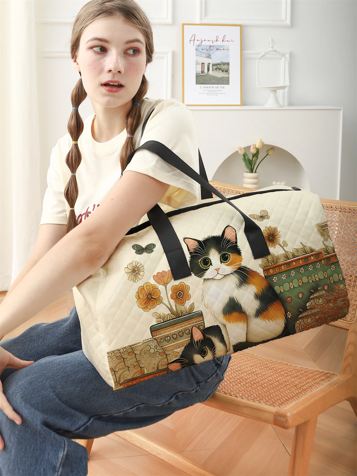 Lightweight Star Diamond Diamond Pattern Travel Dufile Bag, Large Capacity Sports and Fitness Storage Bag, Portable Luggage Bag