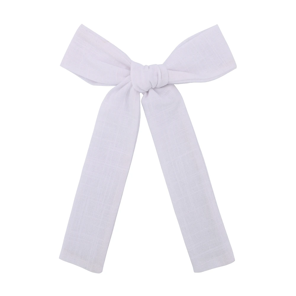 Long Tail Linen Hair Bow Clips for Little Girl Kids Mom Women Ponytail Knot Bows Alligator Clip Hair Accessories