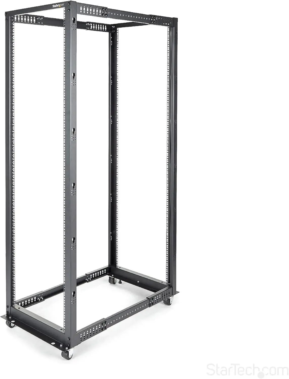 Post 42U Mobile Open Frame Server Rack, 19in Network Rack with Wheels, Rolling Rack for Computer/AV/Data