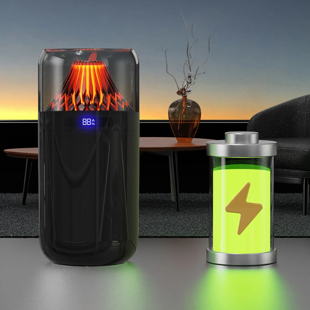 Volcano Air Humidifier with Colorful Night Light 3 Mist Modes Aroma Essential Oil Diffuser for Auto Interior Decoration
