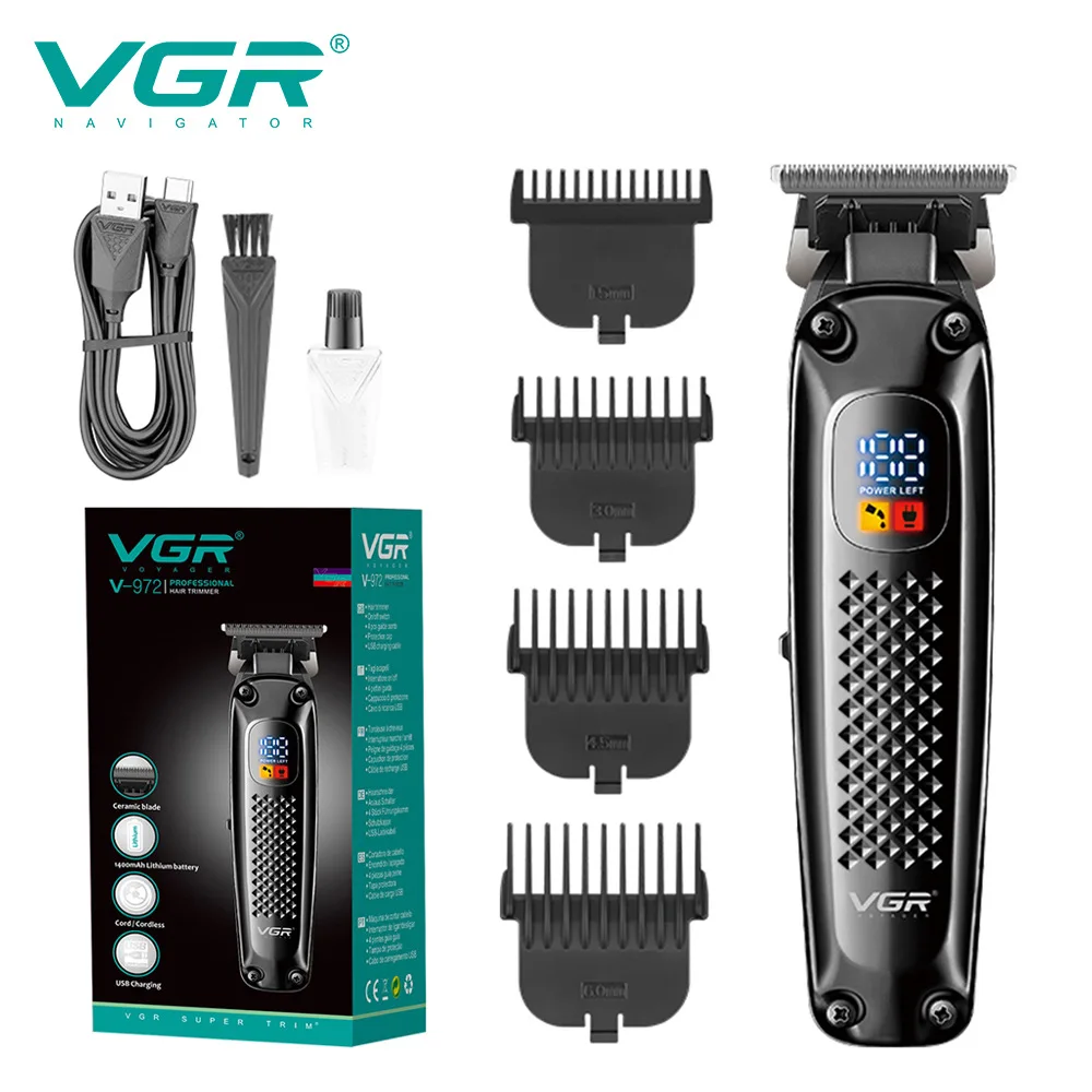 

VGR new 9000 speed engraving barber LCD digital display men's hair salon electric rechargeable electric clipper 972