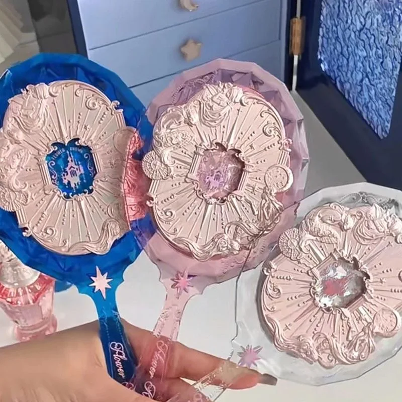 플라워 노즈 미러, 달빛 인어 컬렉션, 핸드헬드 미러, 화이트, 블루, 핑크, 초콜릿, 페어리 미러 