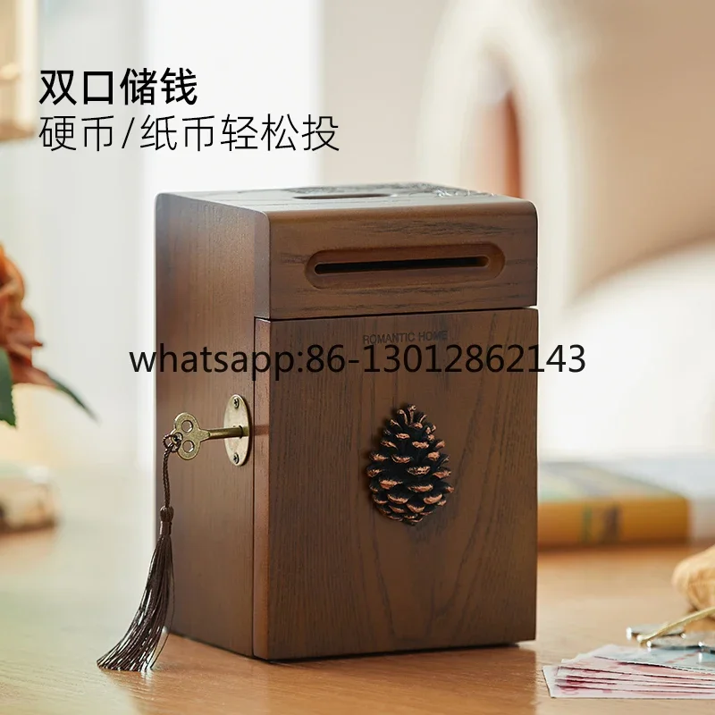 가정용 원목 저금통 창의적인 생일 선물은 잠금장치가 있는 큰 저금통으로는 권장되지 않습니다