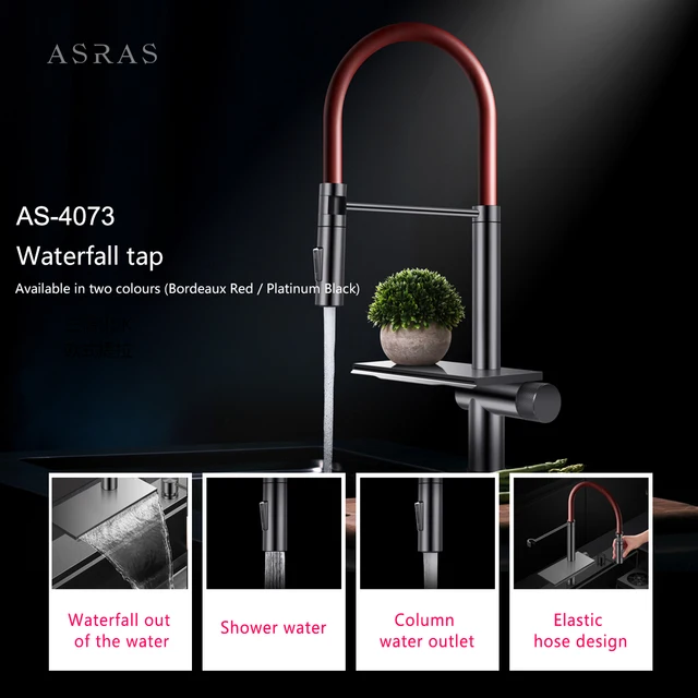 อ่างล้างจานมัลติฟังก์ชั่นสแตนเลส ASRAS 304 พร้อมอ่างล้างจานสีเทานาโนขั้นบันไดสองชั้นและอุปกรณ์ล้างถ้วย 3