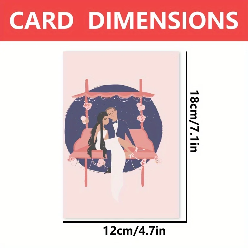 1pc, happy wedding card, romantic wedding card, bride bridegroom sweet couple for husband wife.