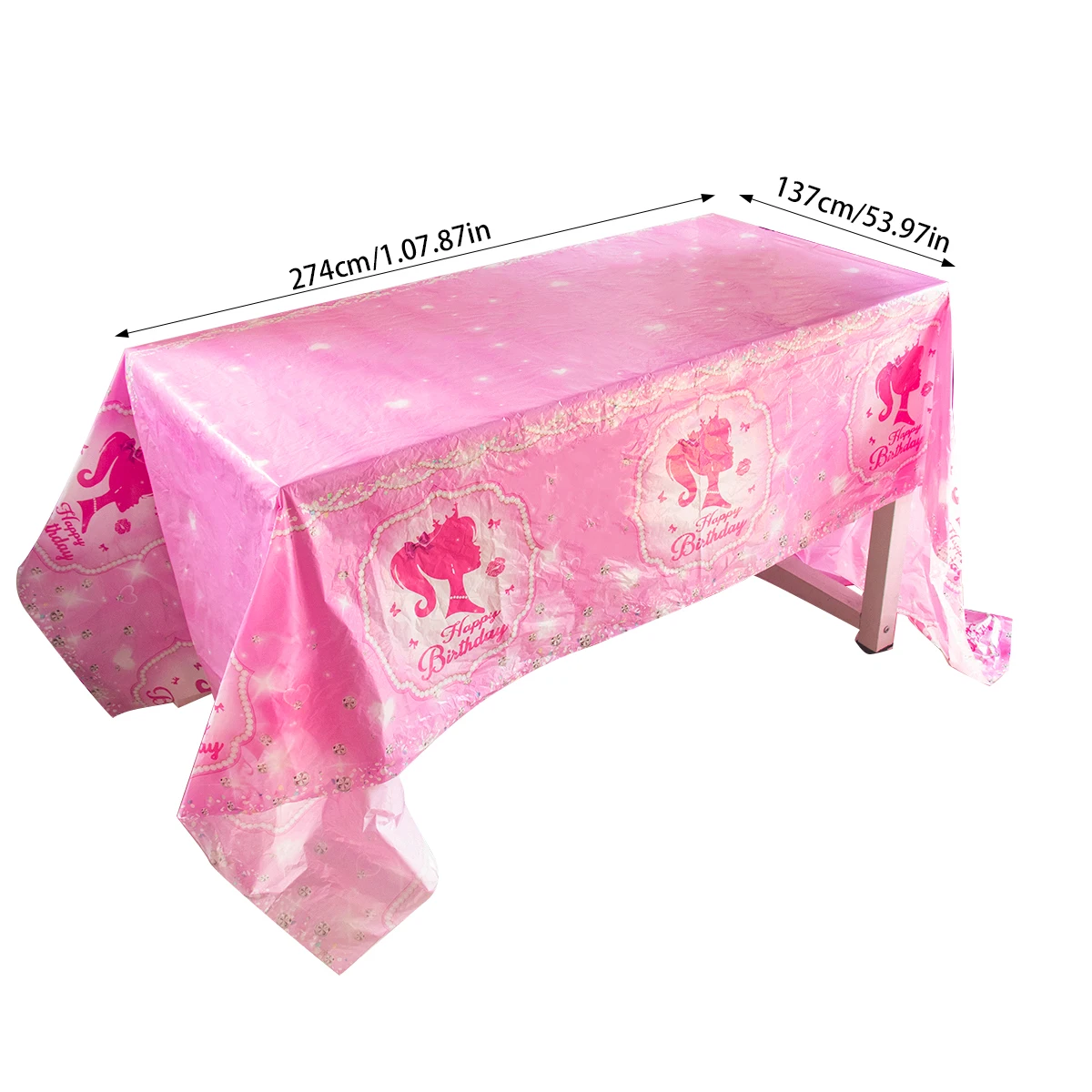 thumbnail image 1 of Juego de vajilla desechable con temática de muñeca de princesa para niña, plato de papel rosa, taza, servilleta, decoración de fiesta de cumpleaños, 1 of 5
