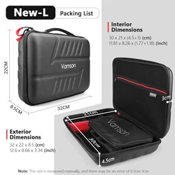 Vamson Large Waterproof PU Carrying Case with Hard Shell - New-L