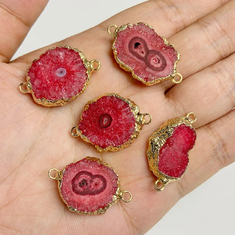 2 teile/los natürliche druzy Achate Anschlüsse uneguar runde Quarzs Anhänger für Schmuck Herstellung Halskette Armbänder DIY Zubehör – Detail 18