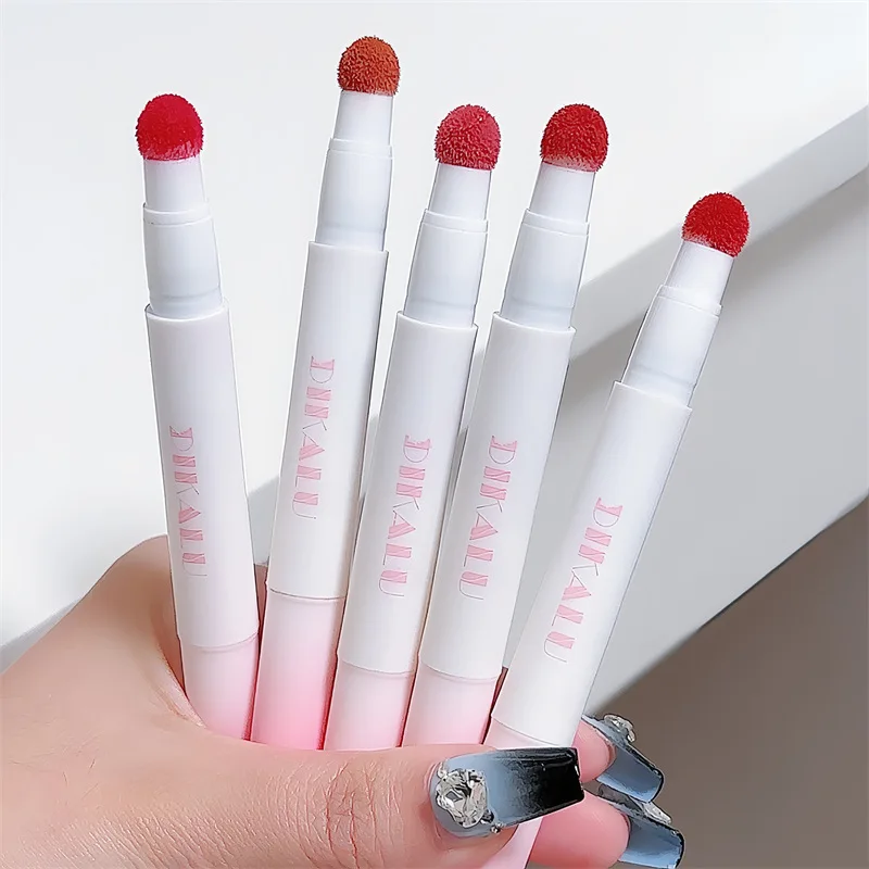 Matte Lip Mud Air Cushion Lips Cream Brick Red Lip Glaze Powder  Lipstick Pen Non-Stick Cup Female Lip Tint Korean Makeup 4