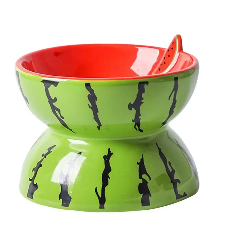 

Ceramic Cat Bowl Elevated Pet Supplies Elevated Pet Feeder Bowl Fruit Design Slanted Cat Food Or Water Bowls Anti-Slip Cat Bowl