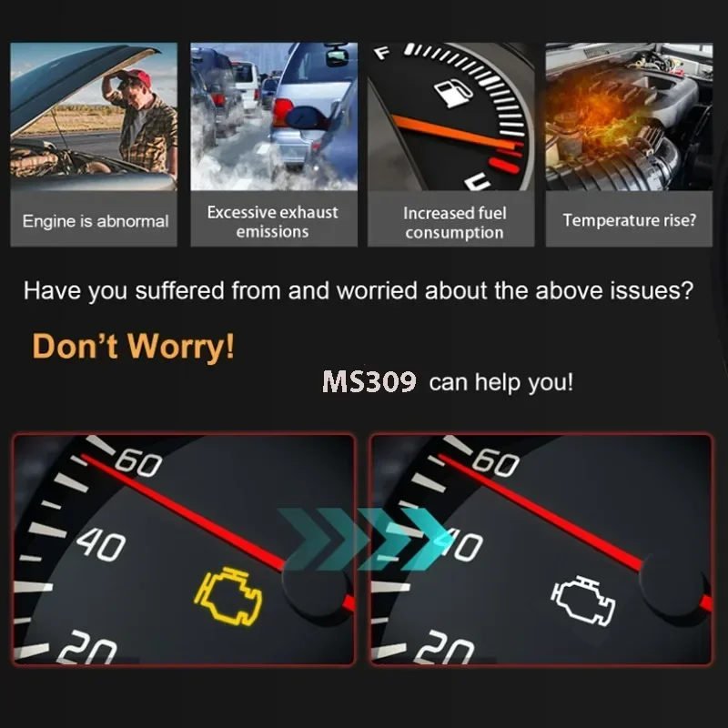 MS309 CAN BUS Engine Trouble Code Reader OBD2 Clear Fault Codes Diagnostic Scanning Tools Car Fault Diagnosis Instrument 4